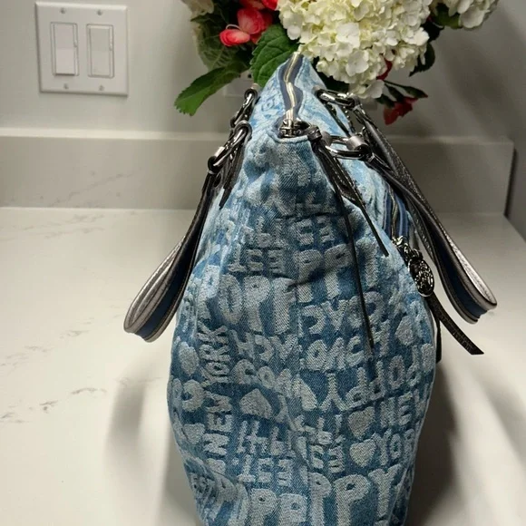Coach 16988 Poppy Denim Blue and Silver Tote Shoulder Bag - Picture 7 of 16